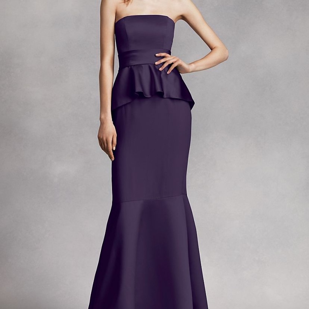 Vera Wang Satin & Crepe Peplum Bridesmaid Dress